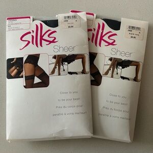 Two pairs of Silks Sheer Stockings in Black, size A (small)